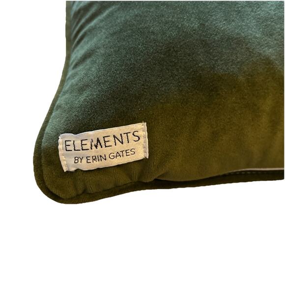 Elements By Erin Gates Velvet pillow Green & White Striped Throw Rare Vintage - Picture 2 of 8